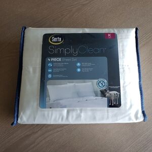 NEW Serta Simply Clean White 4 Piece Sheet Set